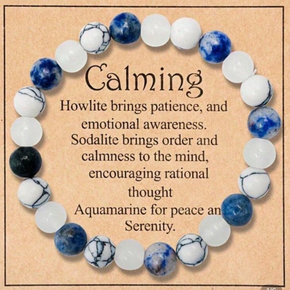 Blue and White Beaded Bracelet